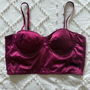 Elegant Satin Burgundy Bralette
